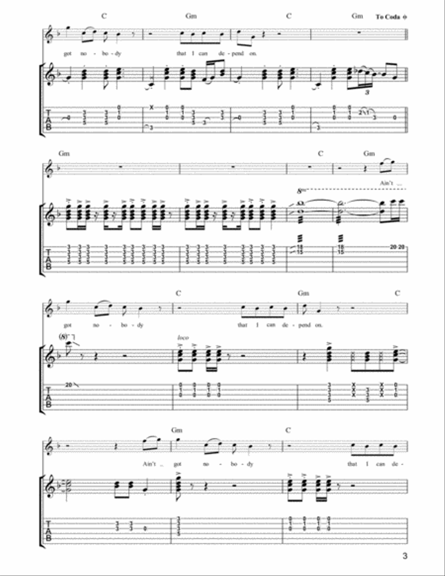No One To Depend On Guitar Tablature scores gallery preview page 3