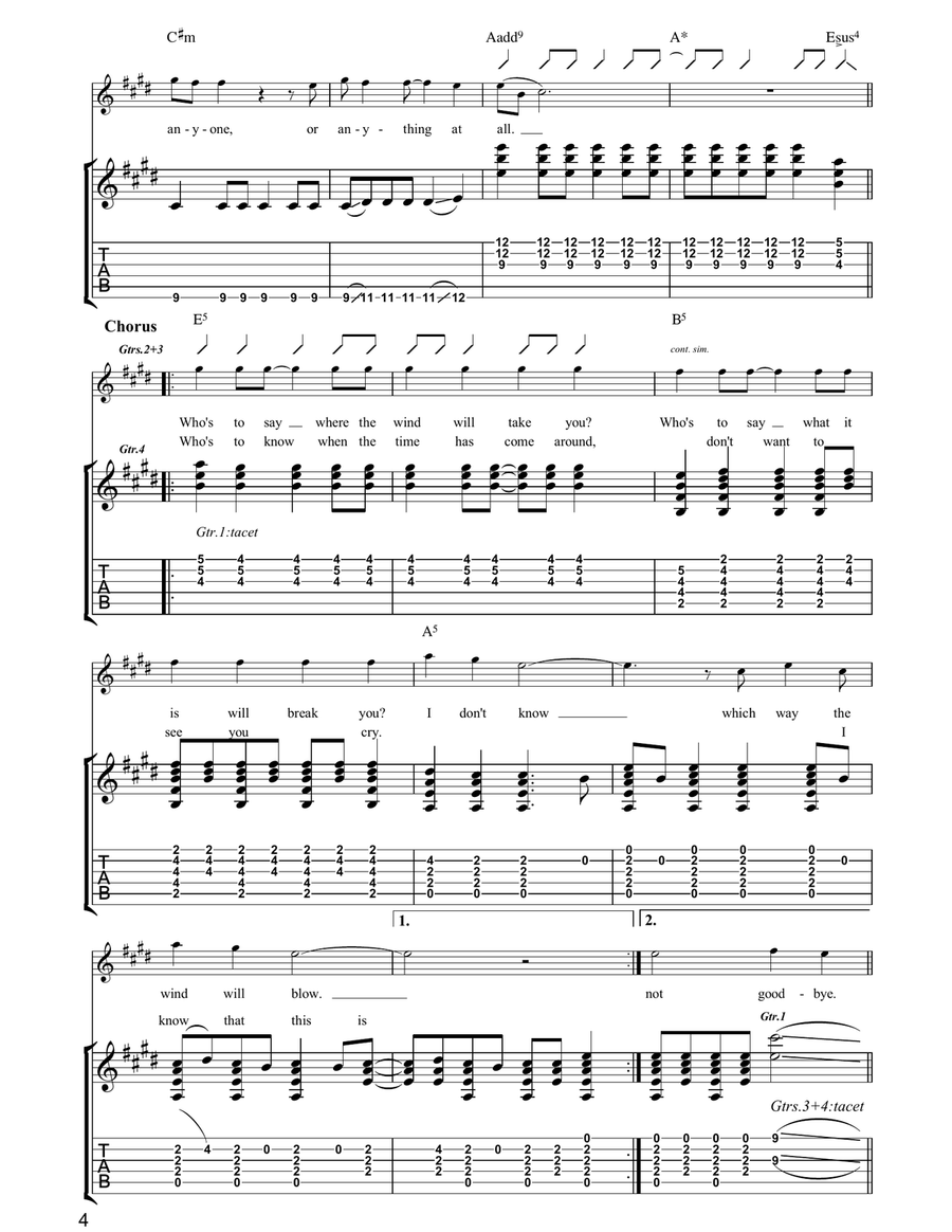 Kite by U2 Guitar Tablature - Digital Sheet Music page 4