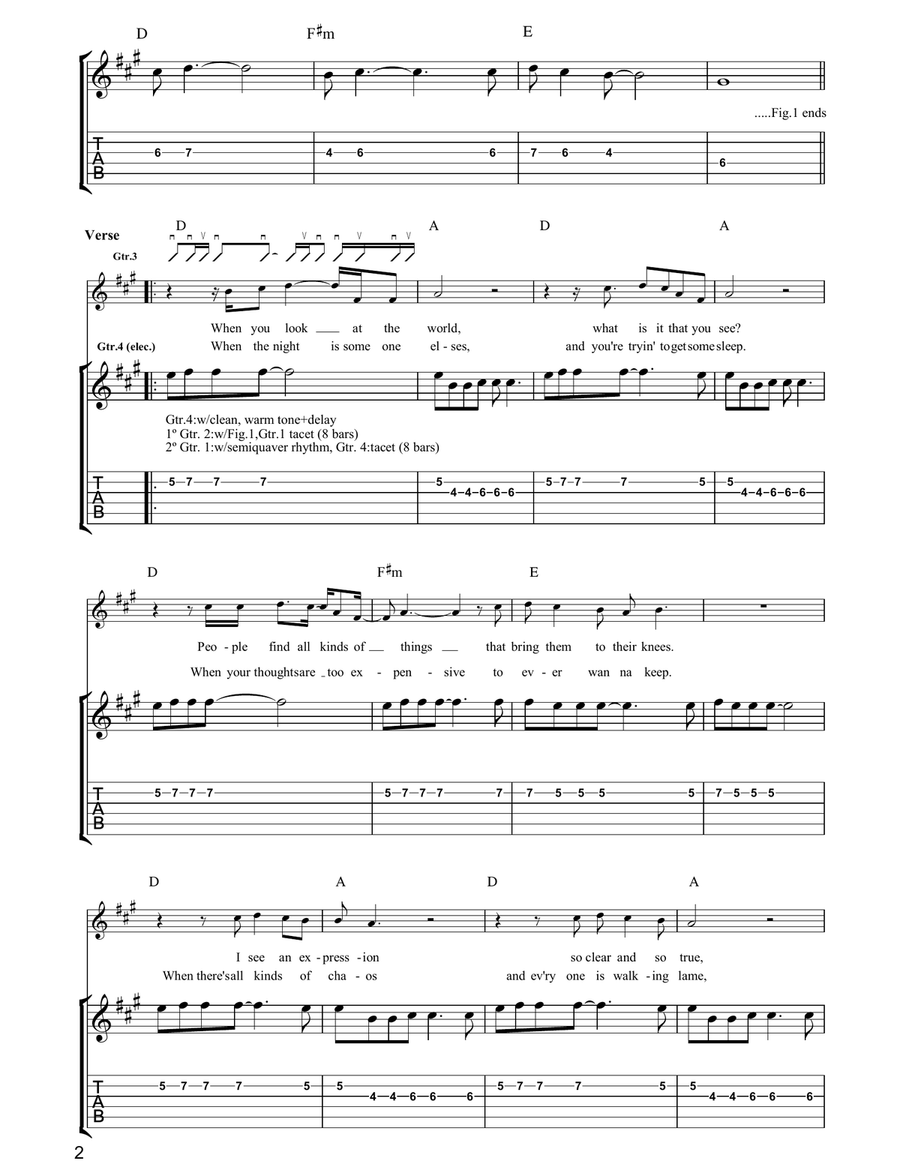 When I Look At The World Guitar Tablature scores gallery preview page 2