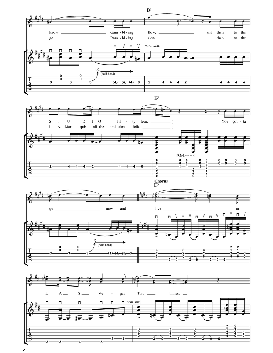 Vegas Two Times Vegas Two Times Guitar Tablature scores gallery preview page 2