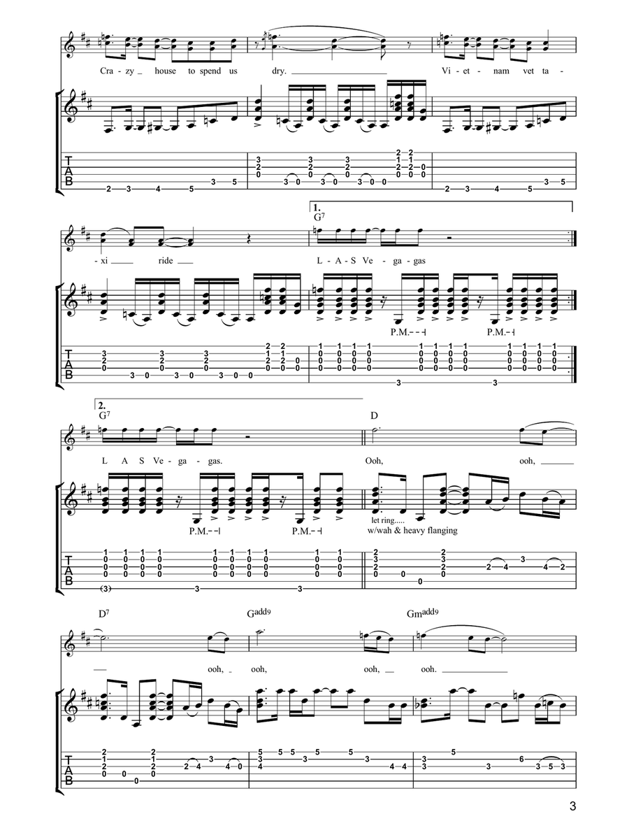 Vegas Two Times Vegas Two Times Guitar Tablature scores gallery preview page 3