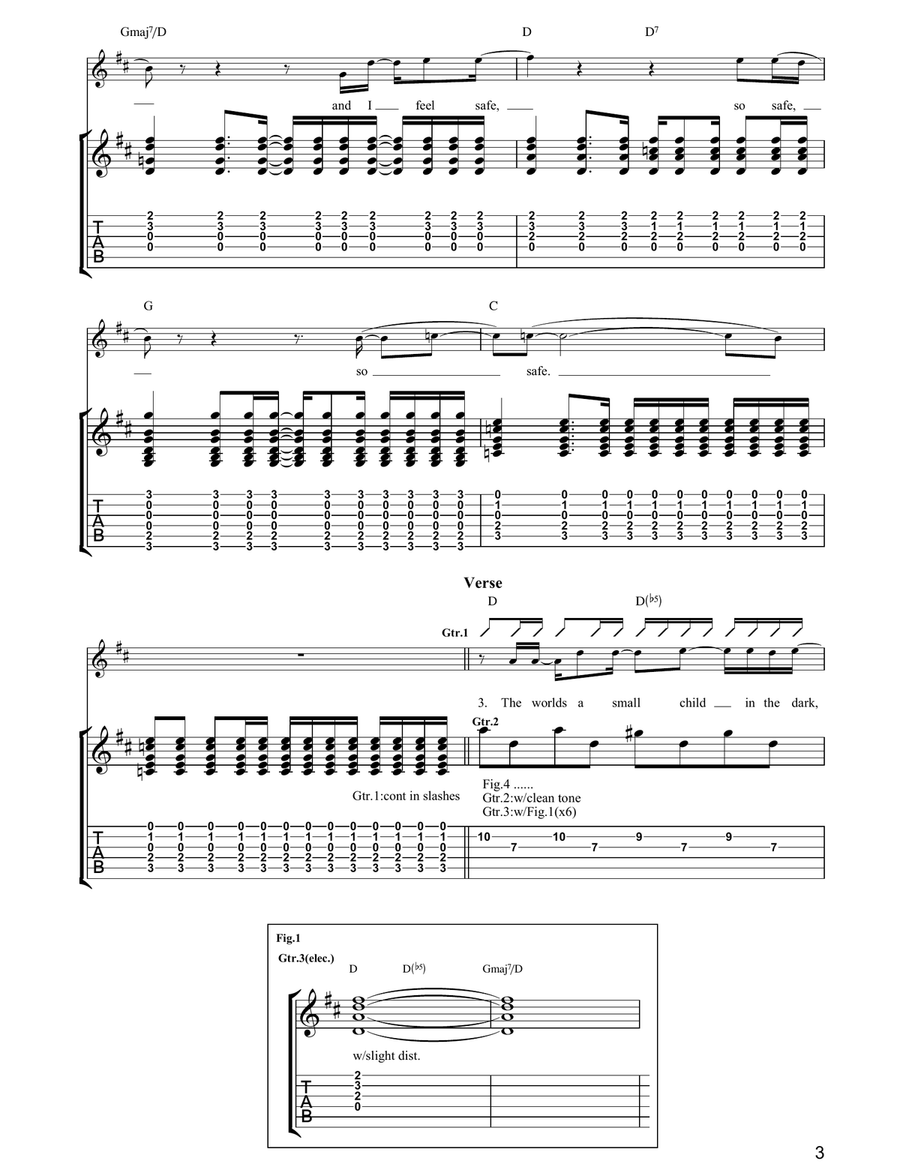 Safe Safe Guitar Tablature scores gallery preview page 3