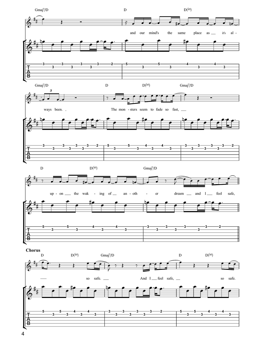 Safe Safe Guitar Tablature scores gallery preview page 4