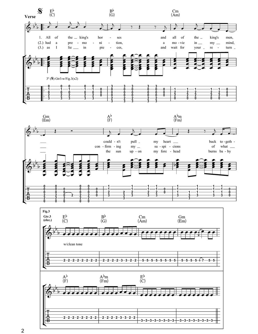 The Humpty Dumpty Love Song Guitar Tablature scores gallery preview page 2