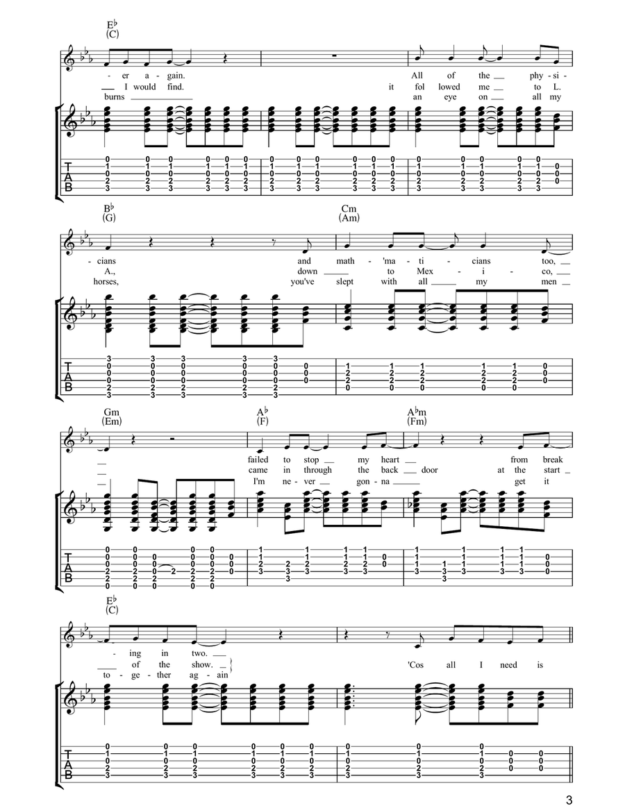 The Humpty Dumpty Love Song Guitar Tablature scores gallery preview page 3