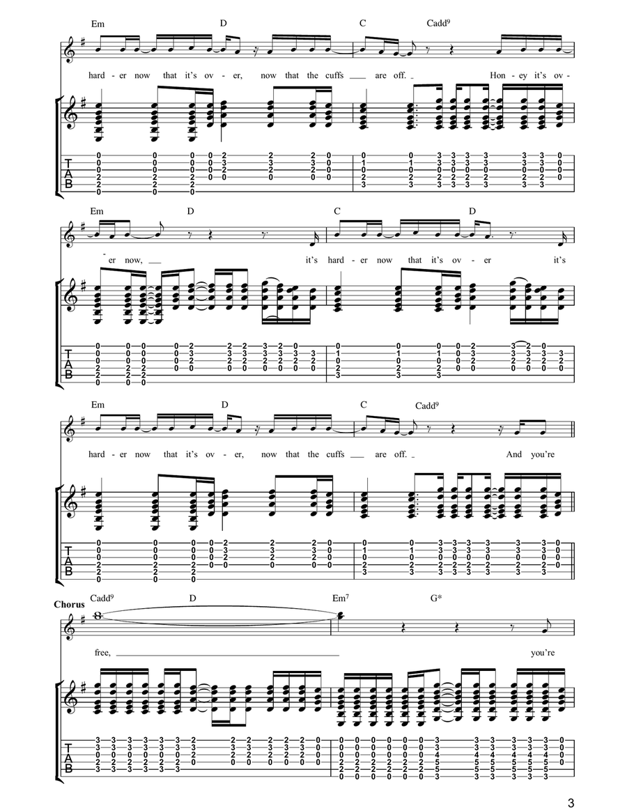 Harder Now That It's Over Guitar Tablature scores gallery preview page 3