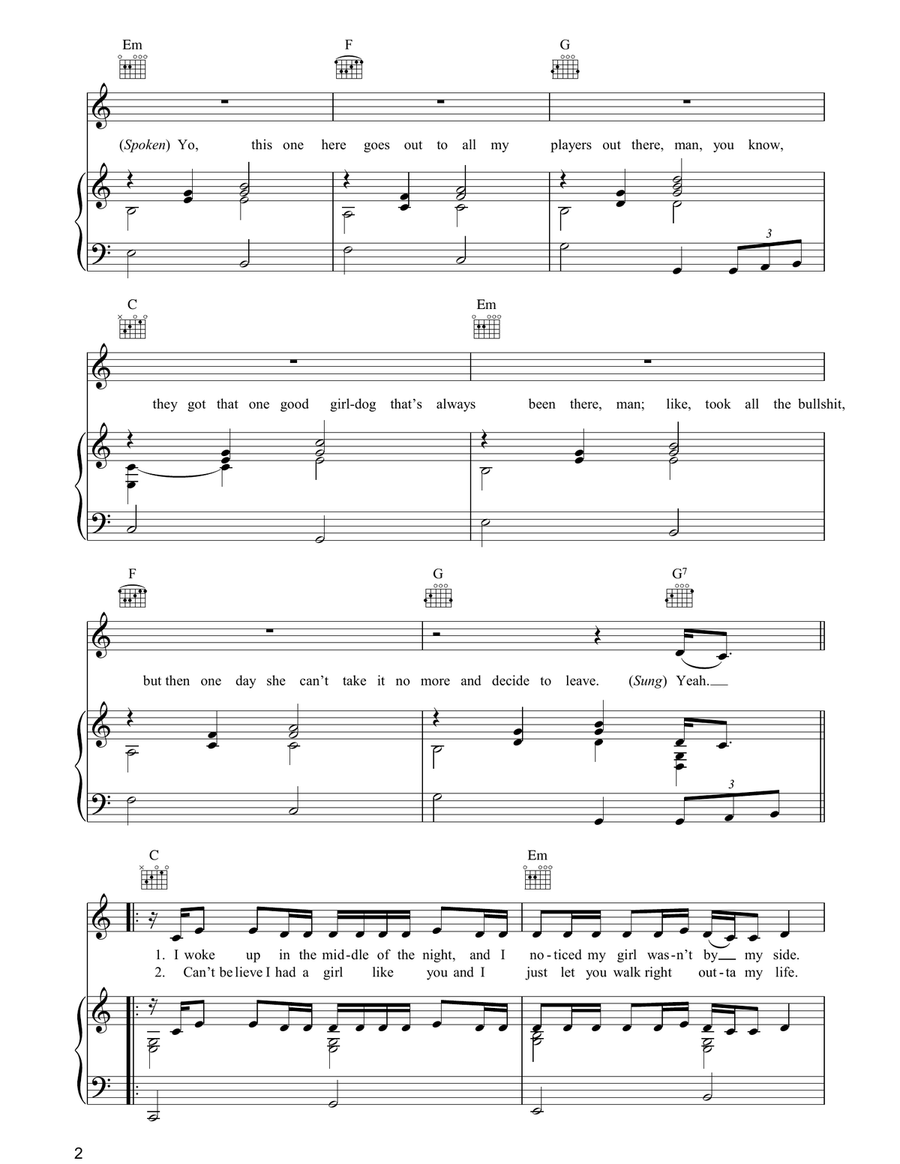 Lonely Lonely Piano, Vocal, Guitar scores gallery preview page 2