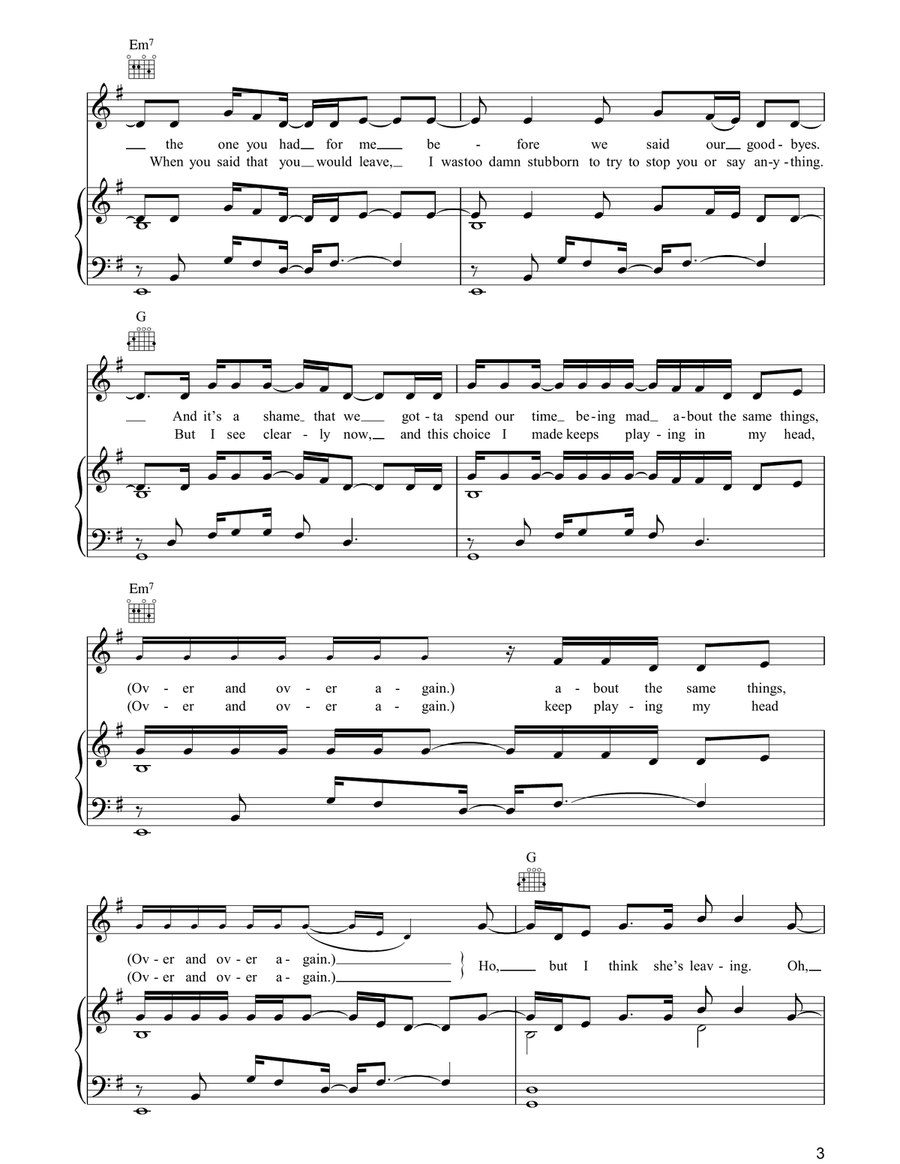 Over And Over Piano, Vocal, Guitar scores gallery preview page 3