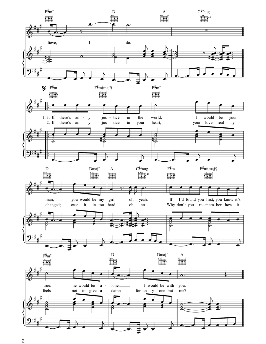 If There's Any Justice If There's Any Justice Piano, Vocal, Guitar scores gallery preview page 2