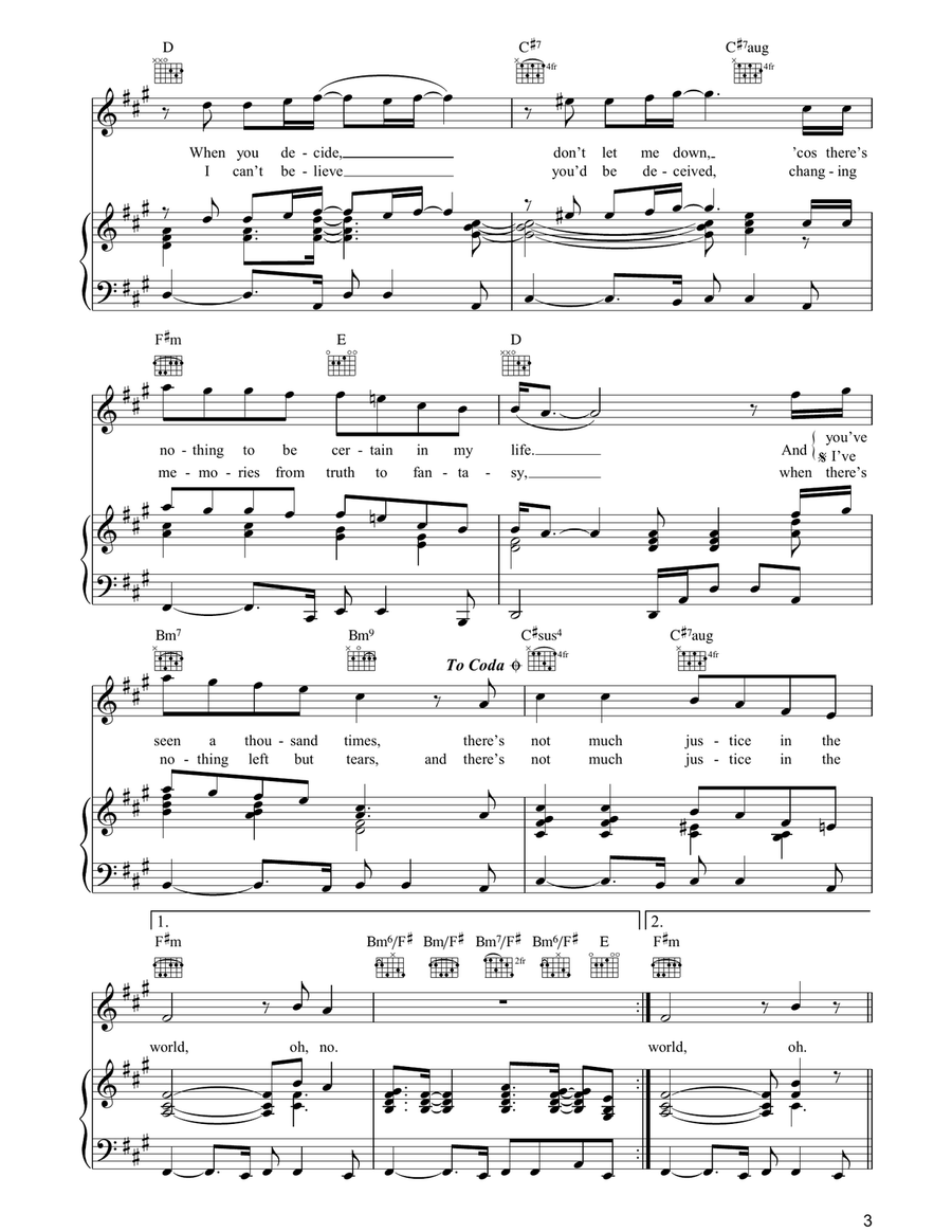 If There's Any Justice If There's Any Justice Piano, Vocal, Guitar scores gallery preview page 3