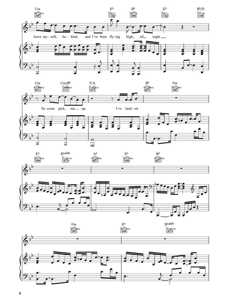 Landed Landed Piano, Vocal, Guitar scores gallery preview page 4