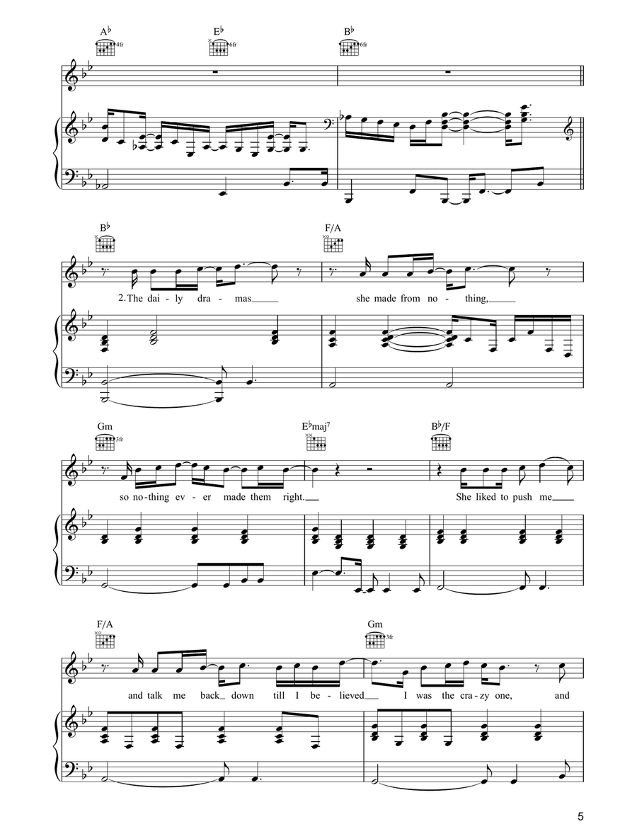 Landed Landed Piano, Vocal, Guitar scores gallery preview page 5