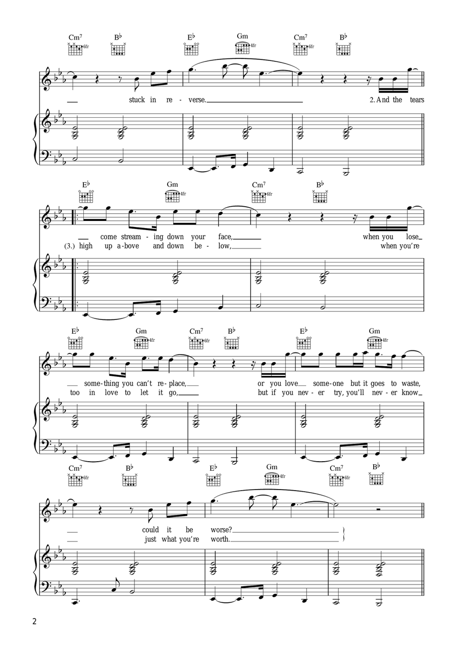 Fix You Fix You Piano, Vocal, Guitar scores gallery preview page 2