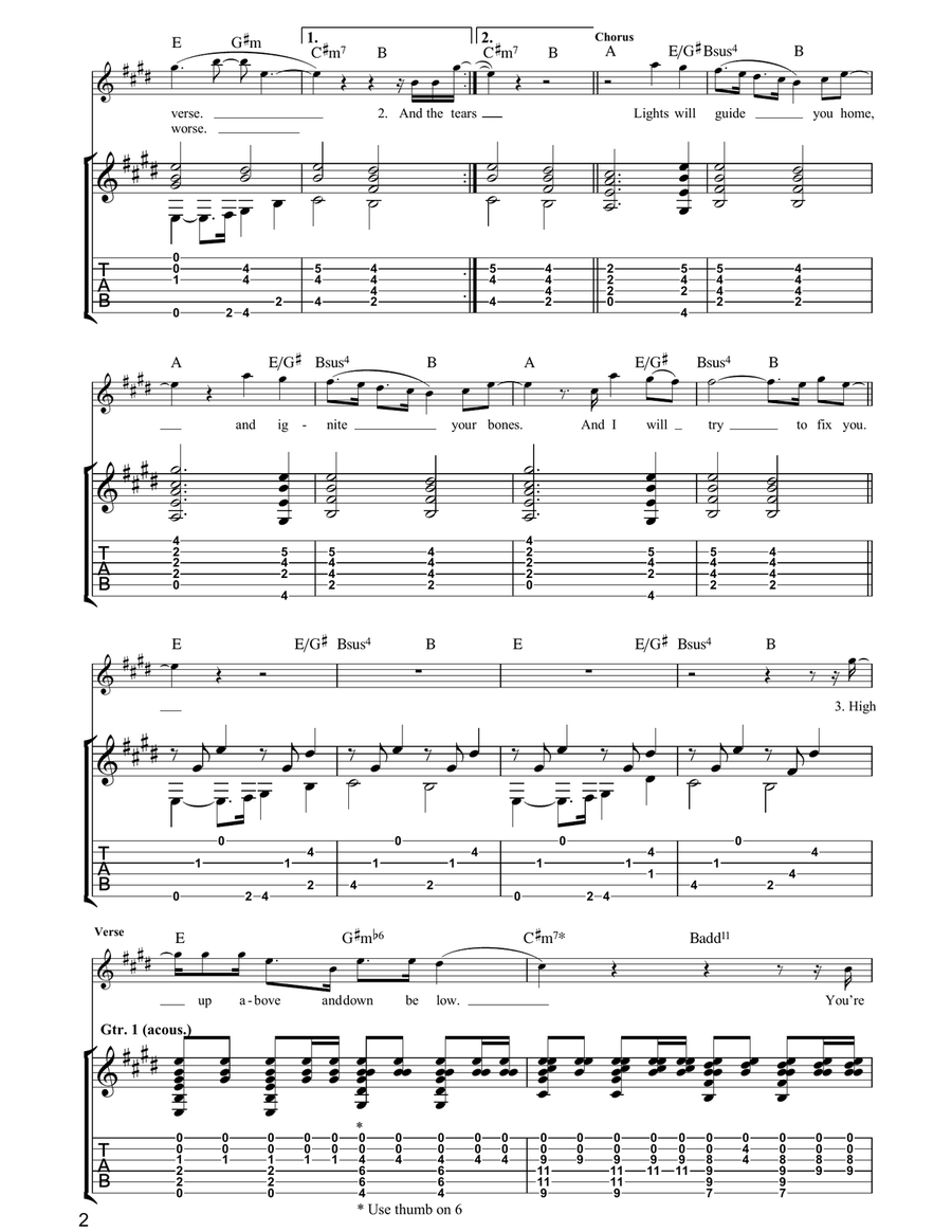 Fix You Fix You Acoustic Guitar scores gallery preview page 2