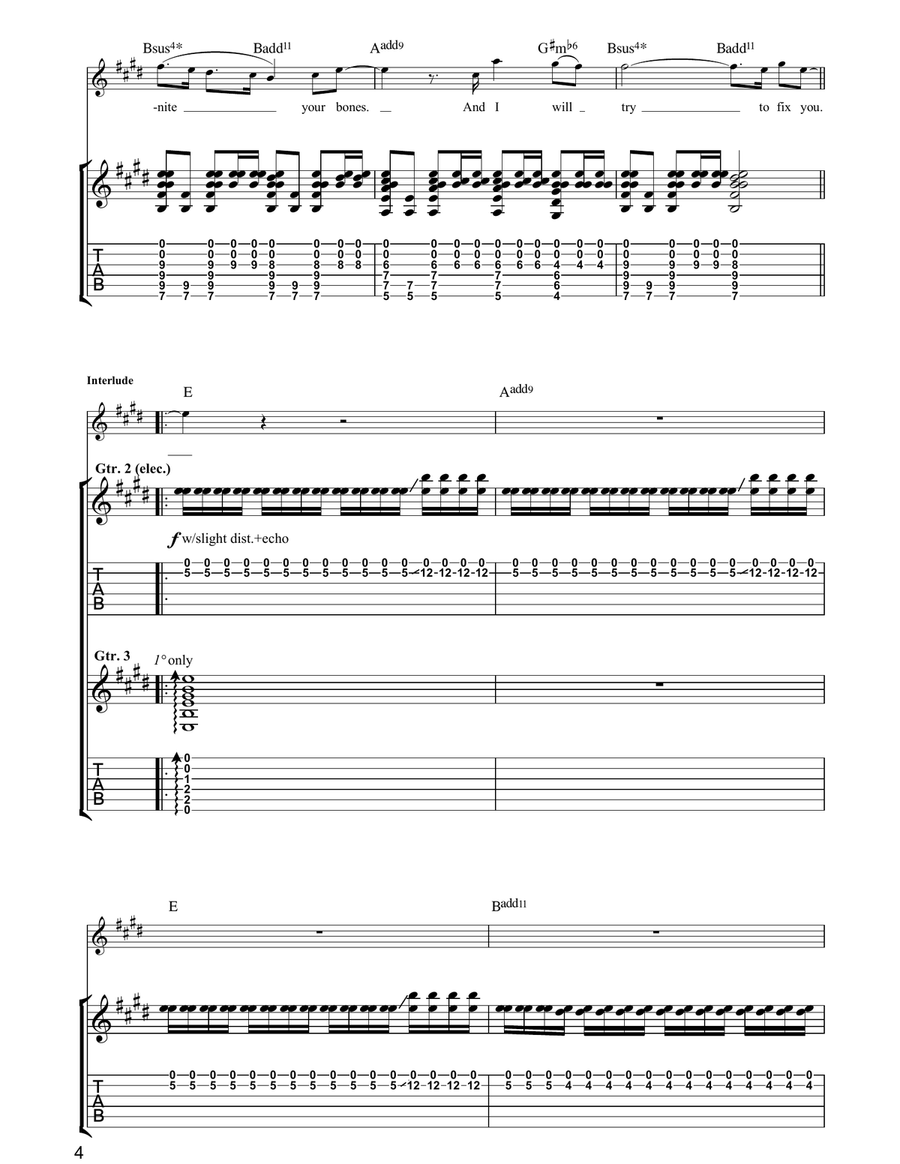 Fix You Fix You Acoustic Guitar scores gallery preview page 4
