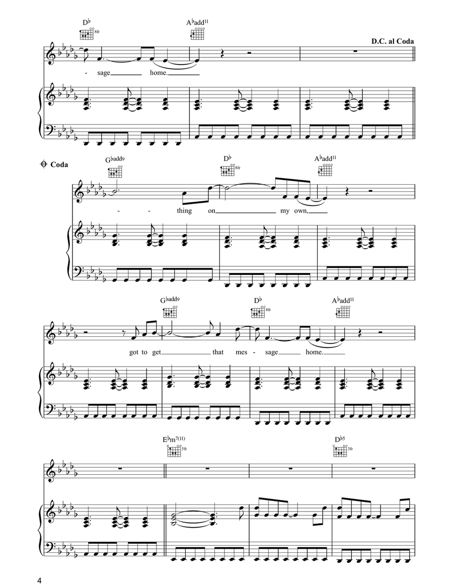 A Message A Message Piano, Vocal, Guitar scores gallery preview page 4