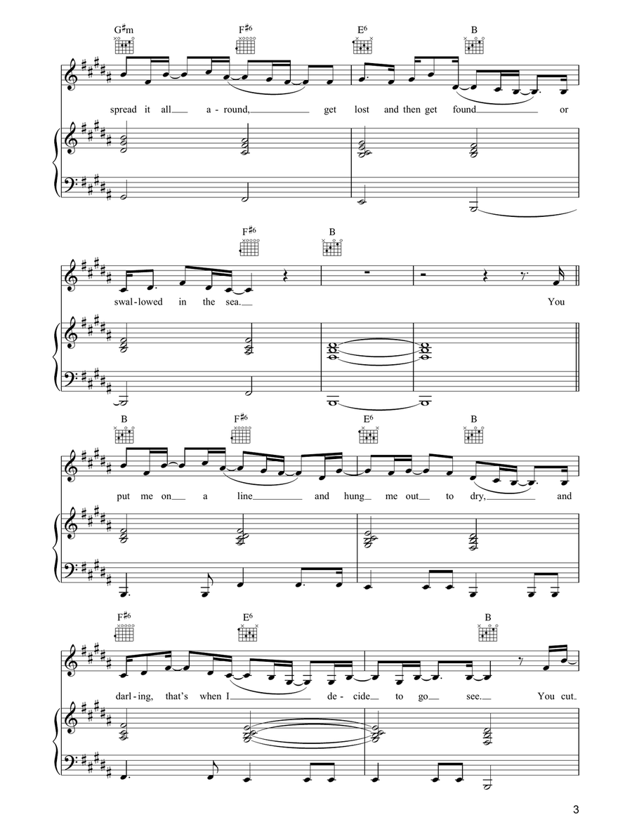 Swallowed In The Sea Swallowed In The Sea Piano, Vocal, Guitar scores gallery preview page 3