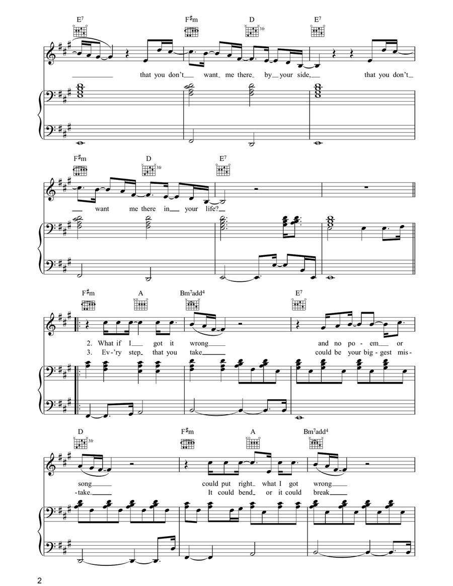 What If? Piano, Vocal, Guitar scores gallery preview page 2