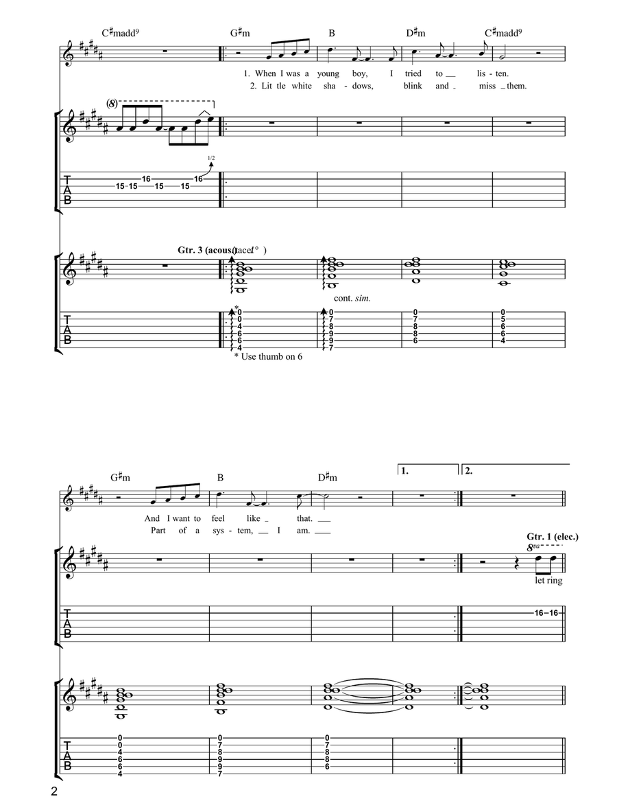 White Shadows White Shadows Acoustic Guitar scores gallery preview page 2