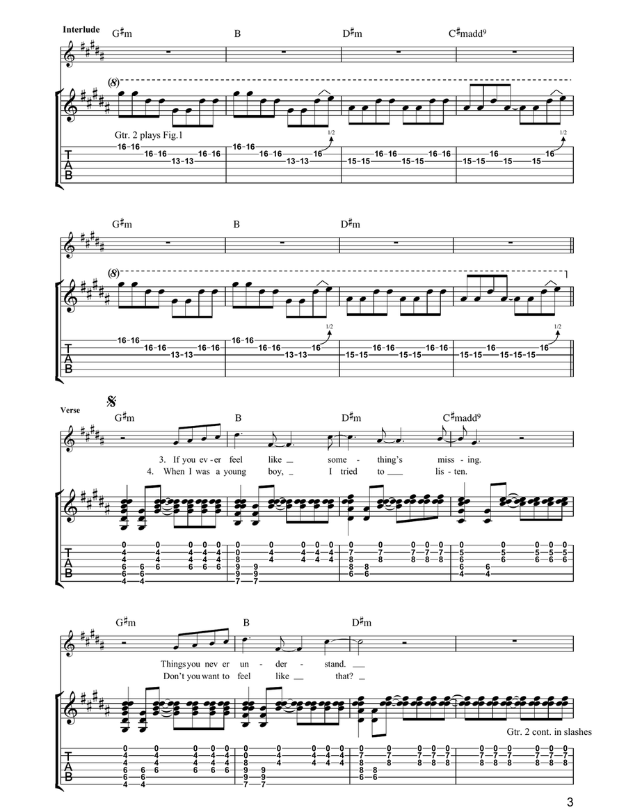 White Shadows White Shadows Acoustic Guitar scores gallery preview page 3