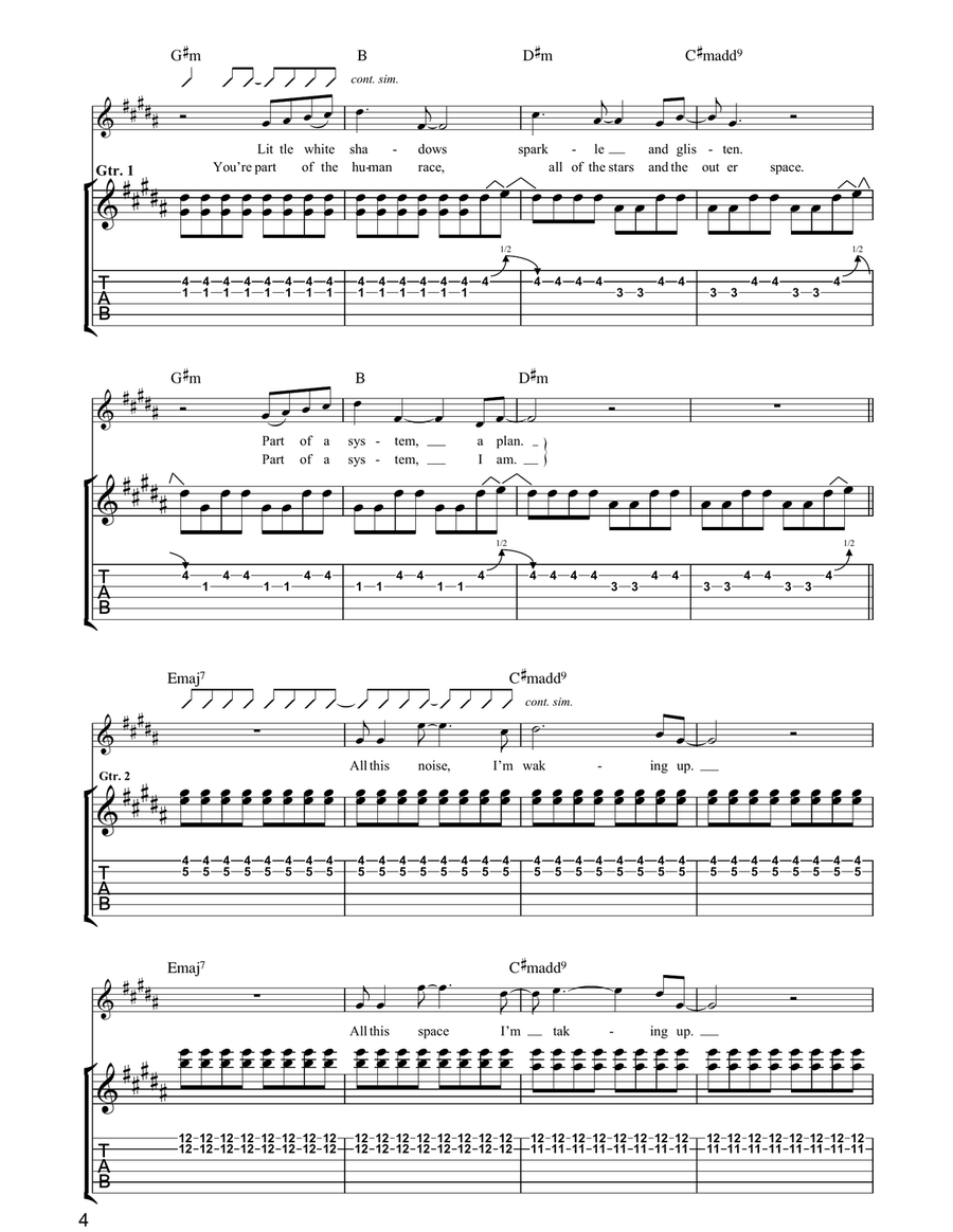 White Shadows White Shadows Acoustic Guitar scores gallery preview page 4