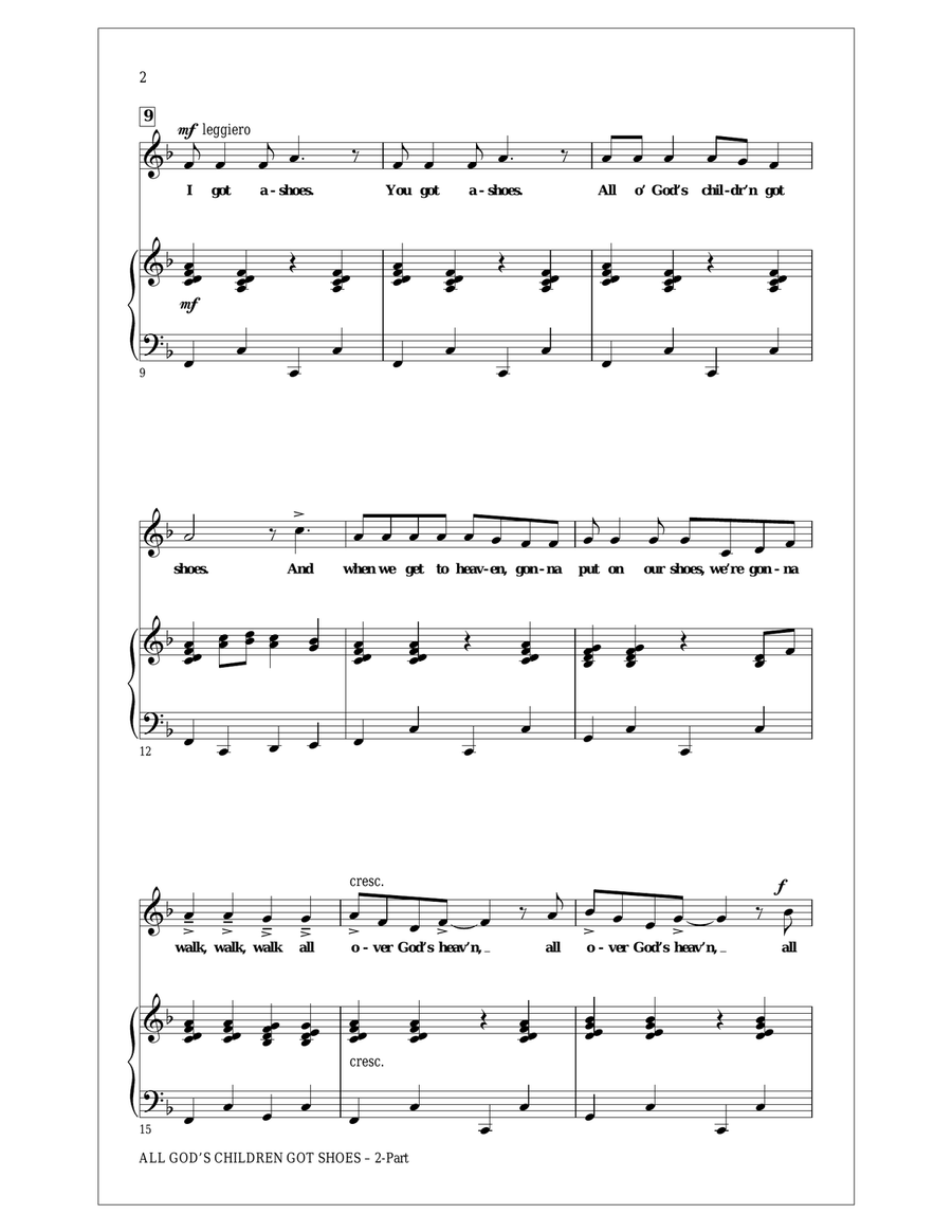 All God's Children Got Shoes 2-Part scores gallery preview page 2