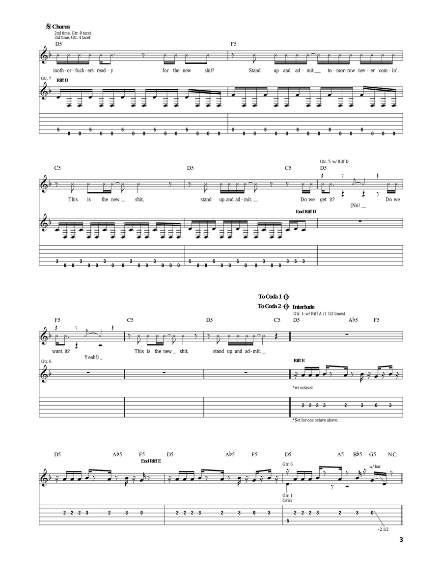 This Is The New Shit This Is The New Shit Electric Guitar scores gallery preview page 3