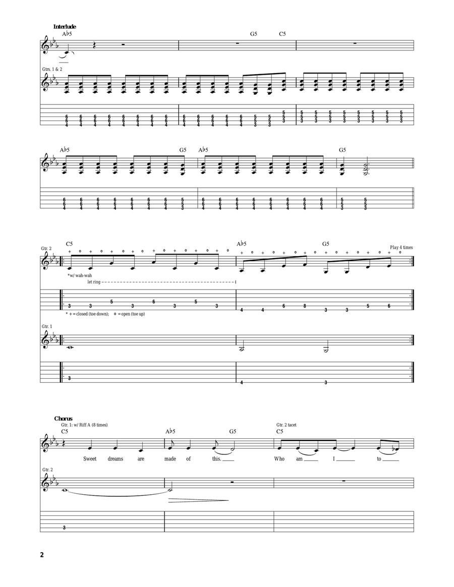 Sweet Dreams (Are Made Of This) Acoustic Guitar scores gallery preview page 2