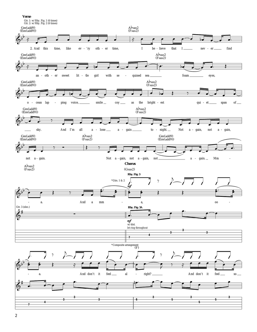 Tonight, Not Again Tonight, Not Again Acoustic Guitar scores gallery preview page 2