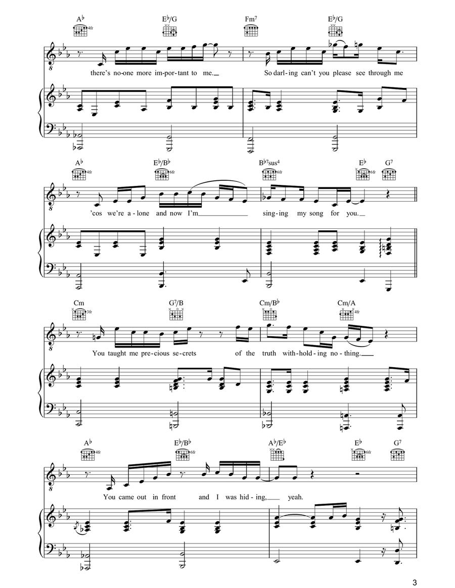 A Song For You A Song For You Piano, Vocal, Guitar scores gallery preview page 3