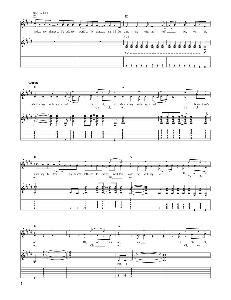 Dancing With Myself Acoustic Guitar scores gallery preview page 4