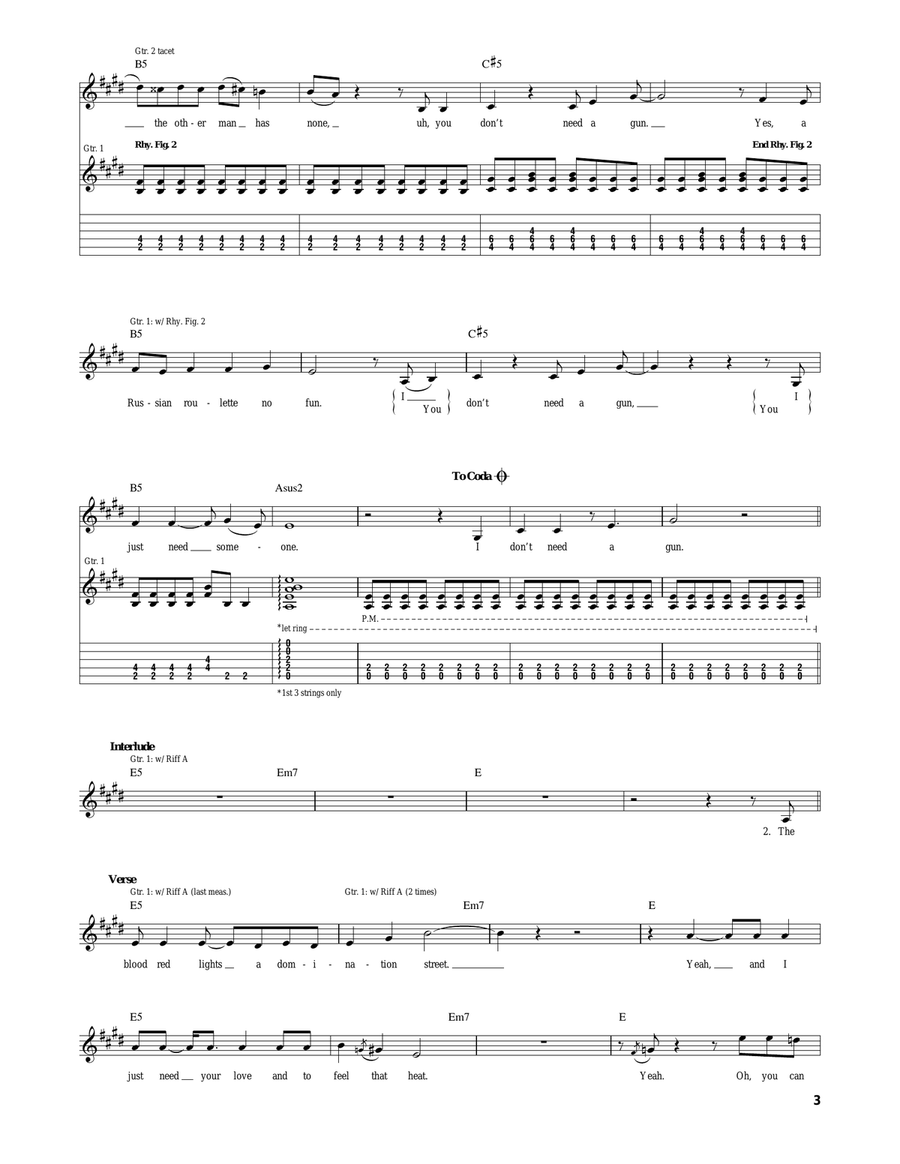Don't Need A Gun Acoustic Guitar scores gallery preview page 3