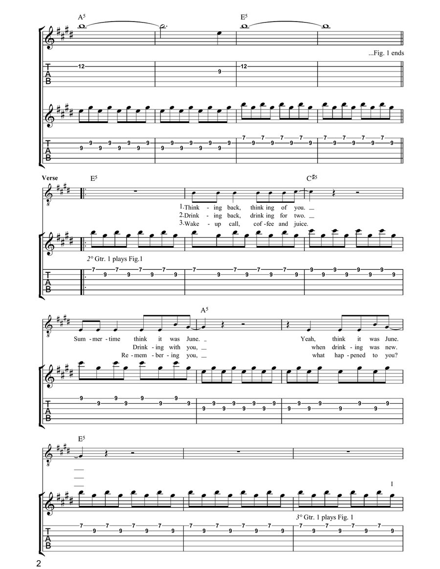 Dakota Dakota Guitar Tablature scores gallery preview page 2