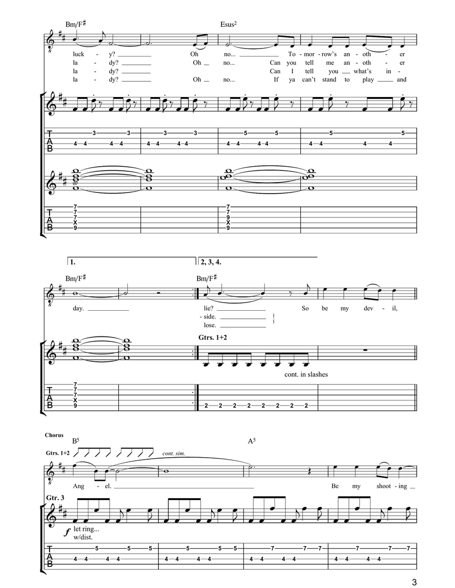 Devil Devil Guitar Tablature scores gallery preview page 3