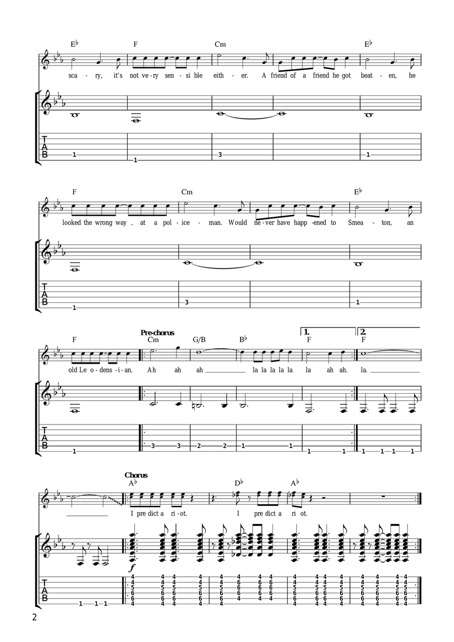 I Predict A Riot I Predict A Riot Guitar Tablature scores gallery preview page 2