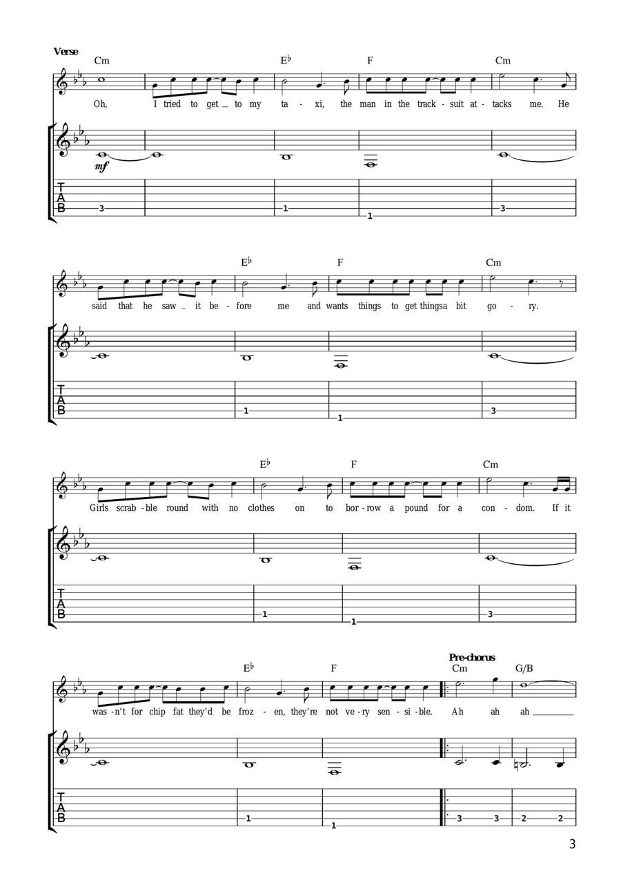 I Predict A Riot I Predict A Riot Guitar Tablature scores gallery preview page 3