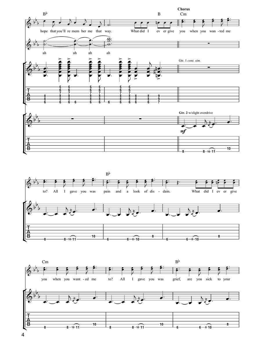 What Did I Ever Give You? Guitar Tablature scores gallery preview page 4