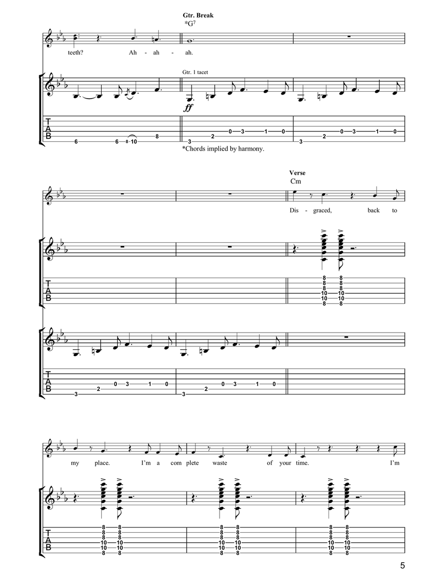 What Did I Ever Give You? Guitar Tablature scores gallery preview page 5