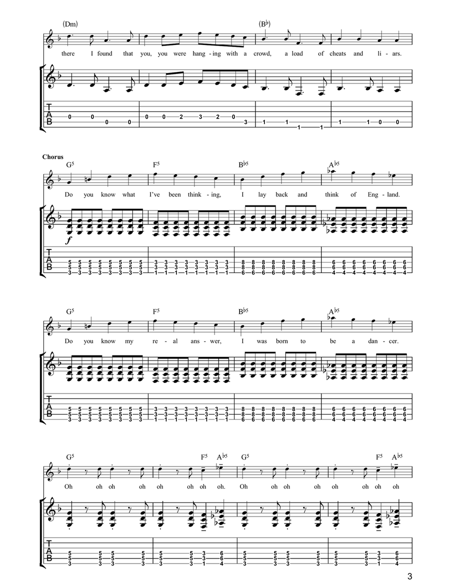 Born To Be A Dancer Born To Be A Dancer Guitar Tablature scores gallery preview page 3