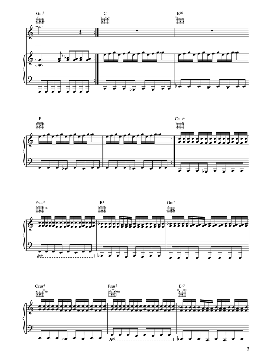 Pride (In The Name Of Love) Piano, Vocal, Guitar scores gallery preview page 3