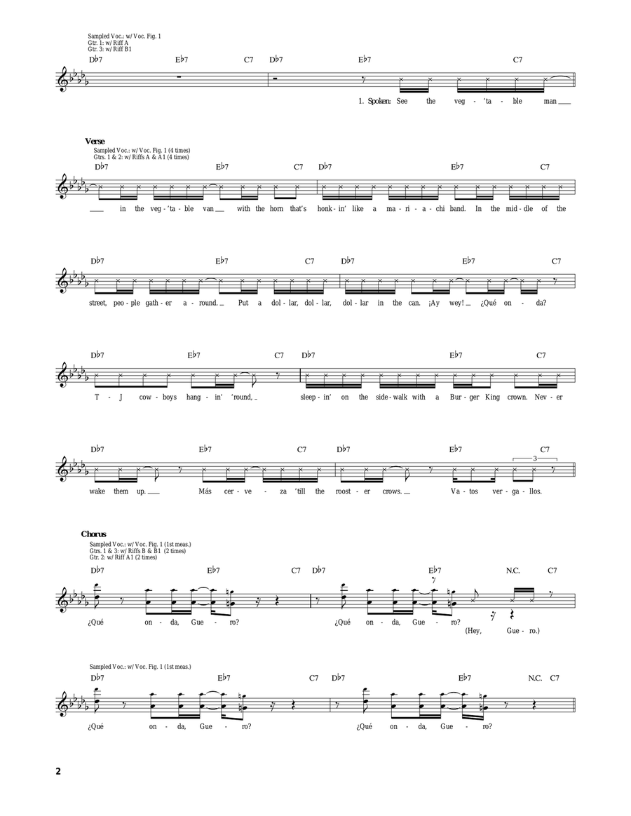 Que' Onda Guero Acoustic Guitar scores gallery preview page 2