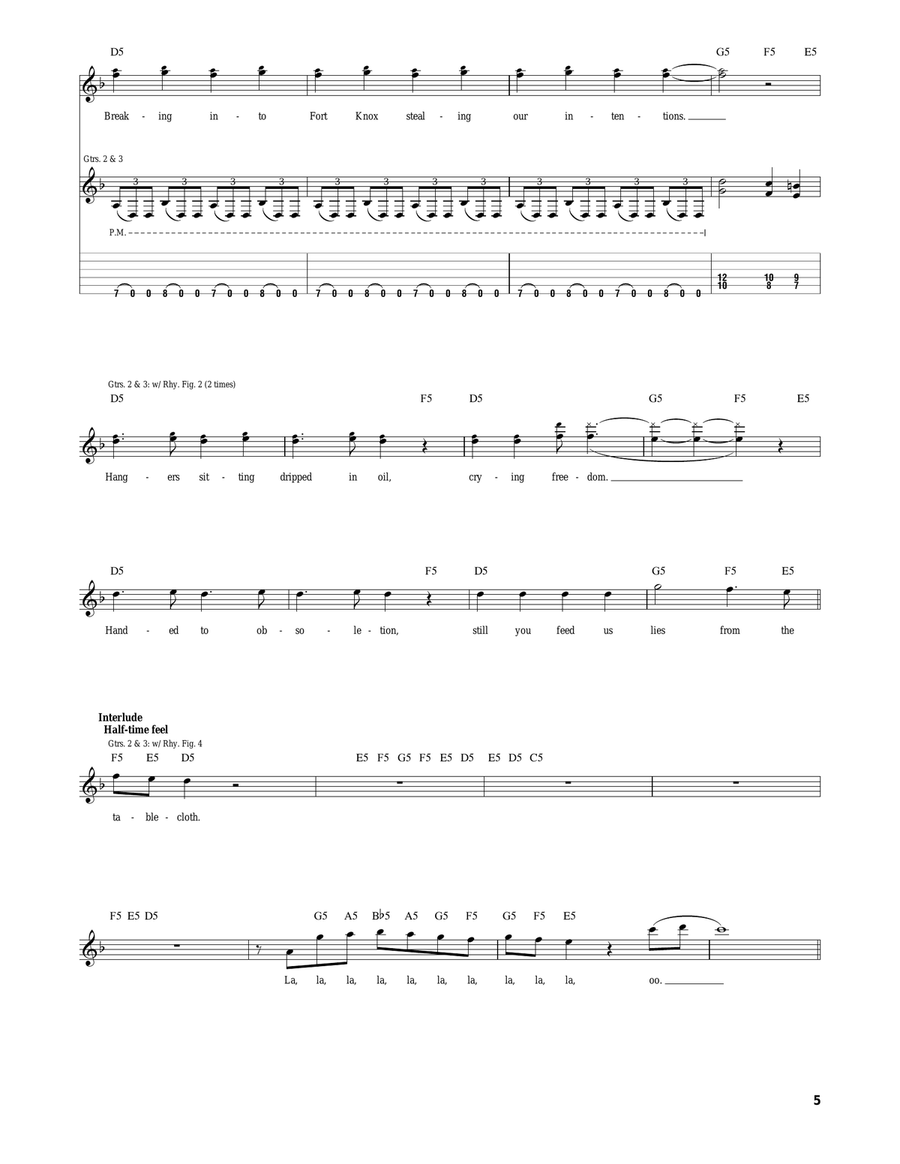 B.Y.O.B. B.Y.O.B. Electric Guitar scores gallery preview page 5