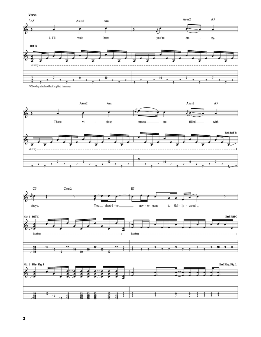 Lost In Hollywood Lost In Hollywood Electric Guitar scores gallery preview page 2