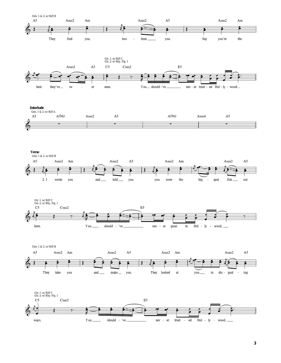 Lost In Hollywood Lost In Hollywood Electric Guitar scores gallery preview page 3