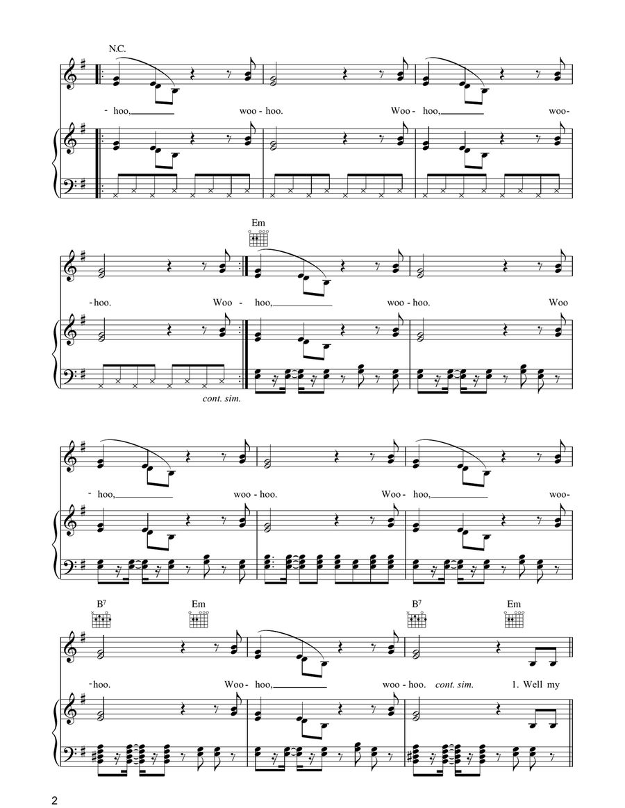 Black Horse And The Cherry Tree Piano, Vocal, Guitar scores gallery preview page 2