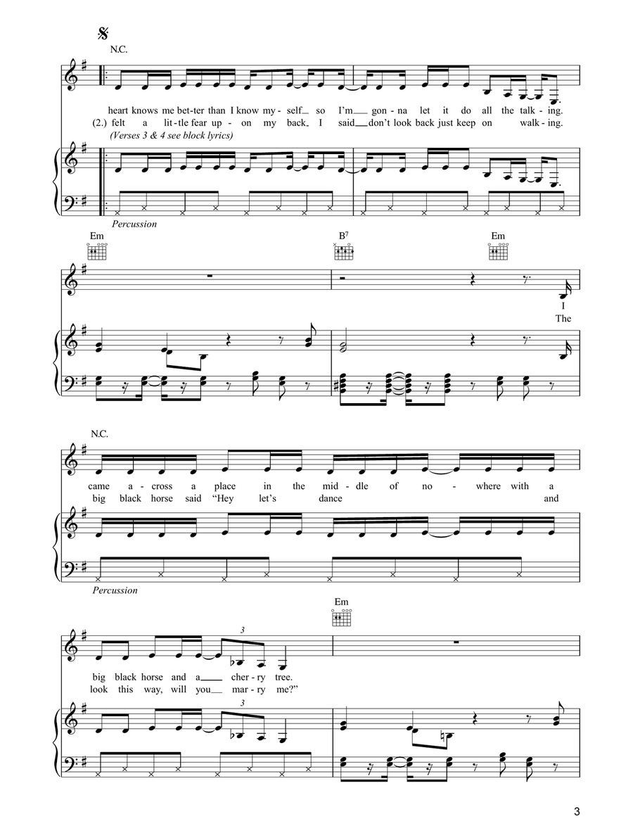 Black Horse And The Cherry Tree Piano, Vocal, Guitar scores gallery preview page 3