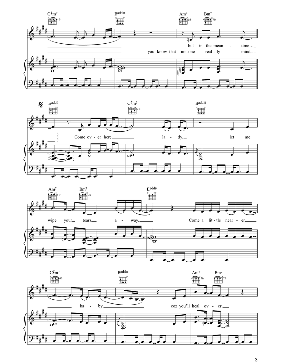 Heal Over Heal Over Piano, Vocal, Guitar scores gallery preview page 3