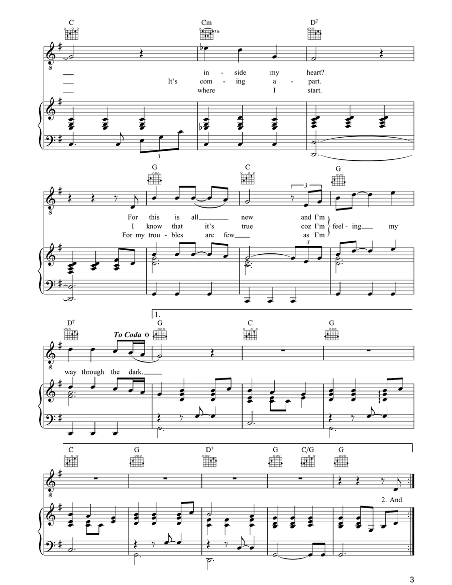 Through The Dark Through The Dark Piano, Vocal, Guitar scores gallery preview page 3