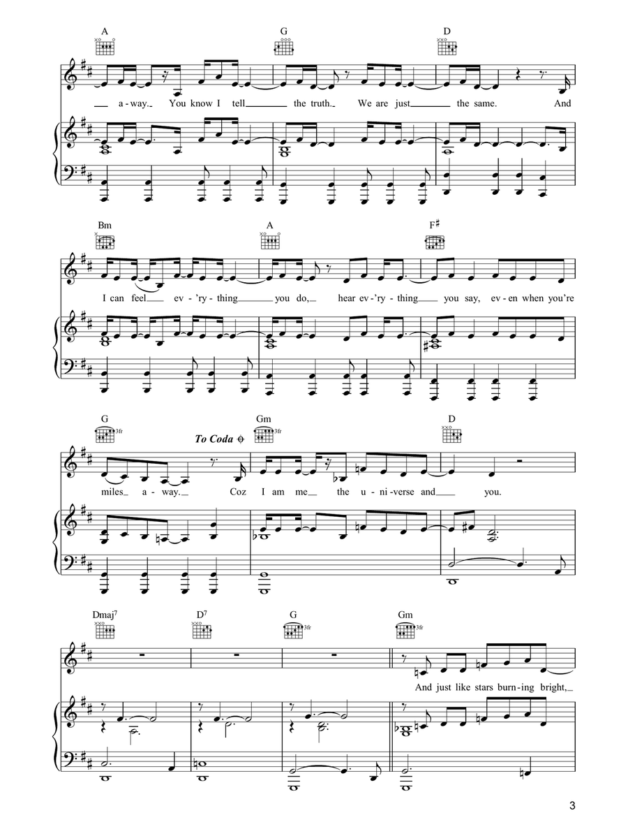 Universe & U Universe & U Piano, Vocal, Guitar scores gallery preview page 3