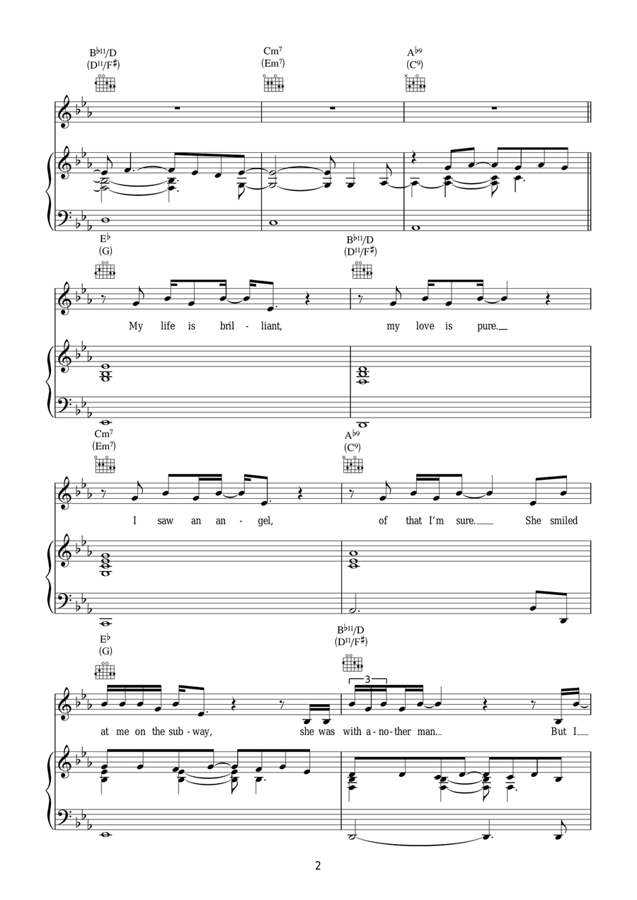 You're Beautiful You're Beautiful Piano, Vocal, Guitar scores gallery preview page 2